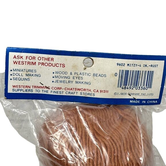 Westrim Crafts Mitzy Doll Head and Hands with Yarn Hair Rust #9603 6 In - Picture 5 of 5